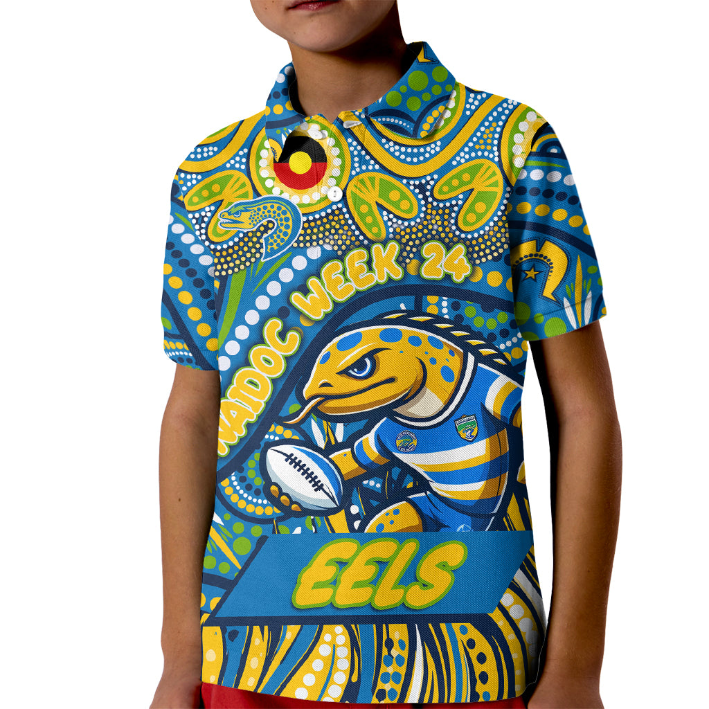 Custom Australia NAIDOC Week 2024 Kid Polo Shirt Parramatta Eels Mascot Keep The Fire Burning