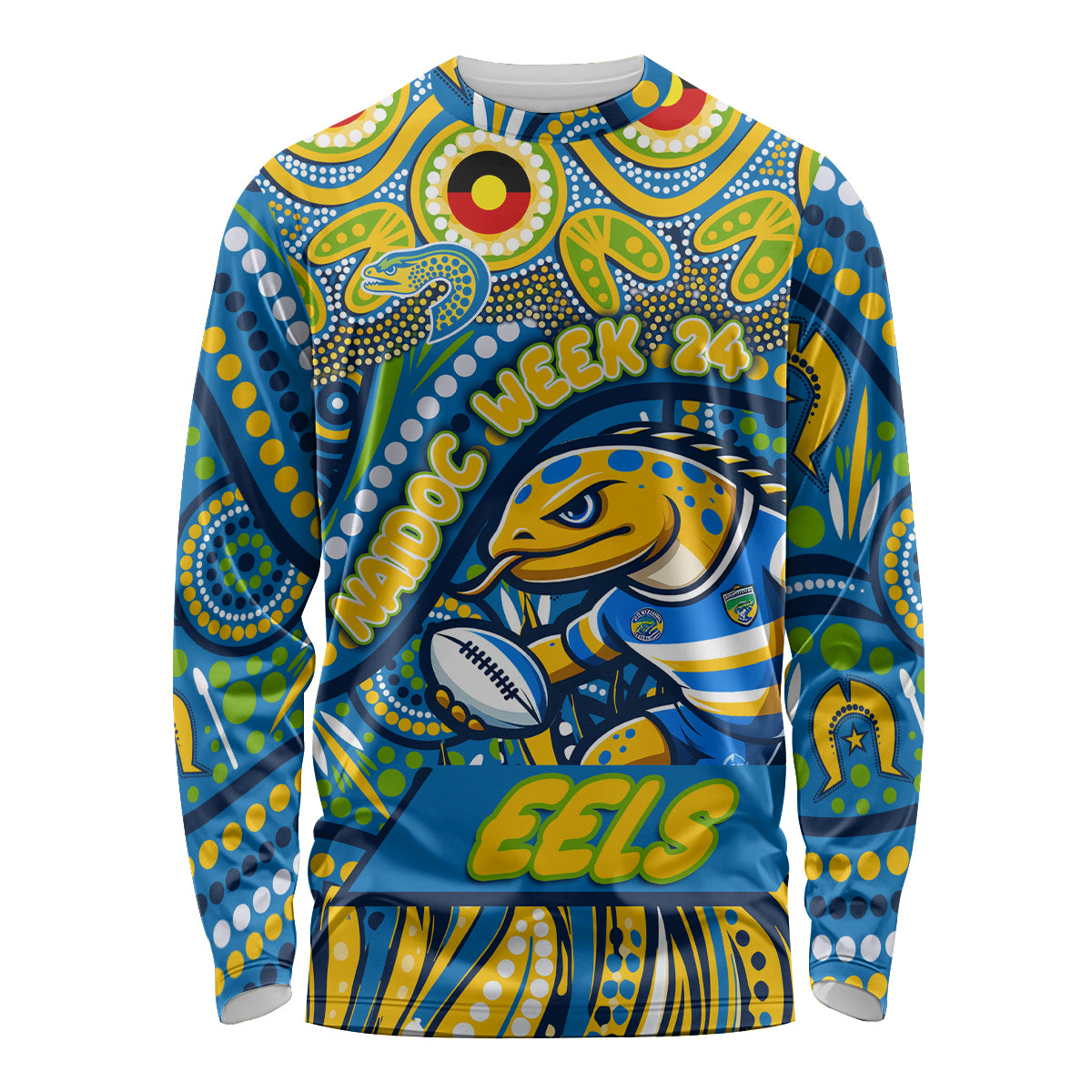 Custom Australia NAIDOC Week 2024 Long Sleeve Shirt Parramatta Eels Mascot Keep The Fire Burning