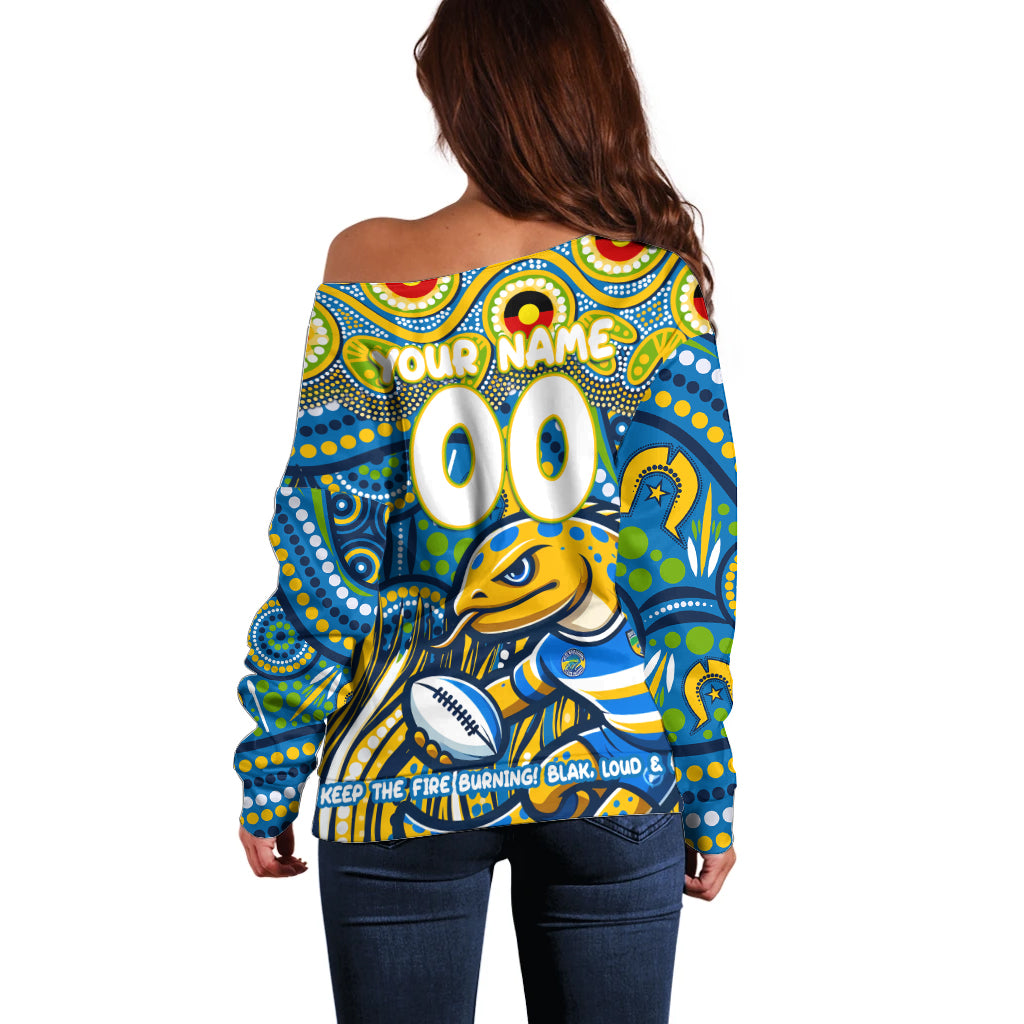 Custom Australia NAIDOC Week 2024 Off Shoulder Sweater Parramatta Eels Mascot Keep The Fire Burning