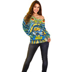 Custom Australia NAIDOC Week 2024 Off Shoulder Sweater Parramatta Eels Mascot Keep The Fire Burning