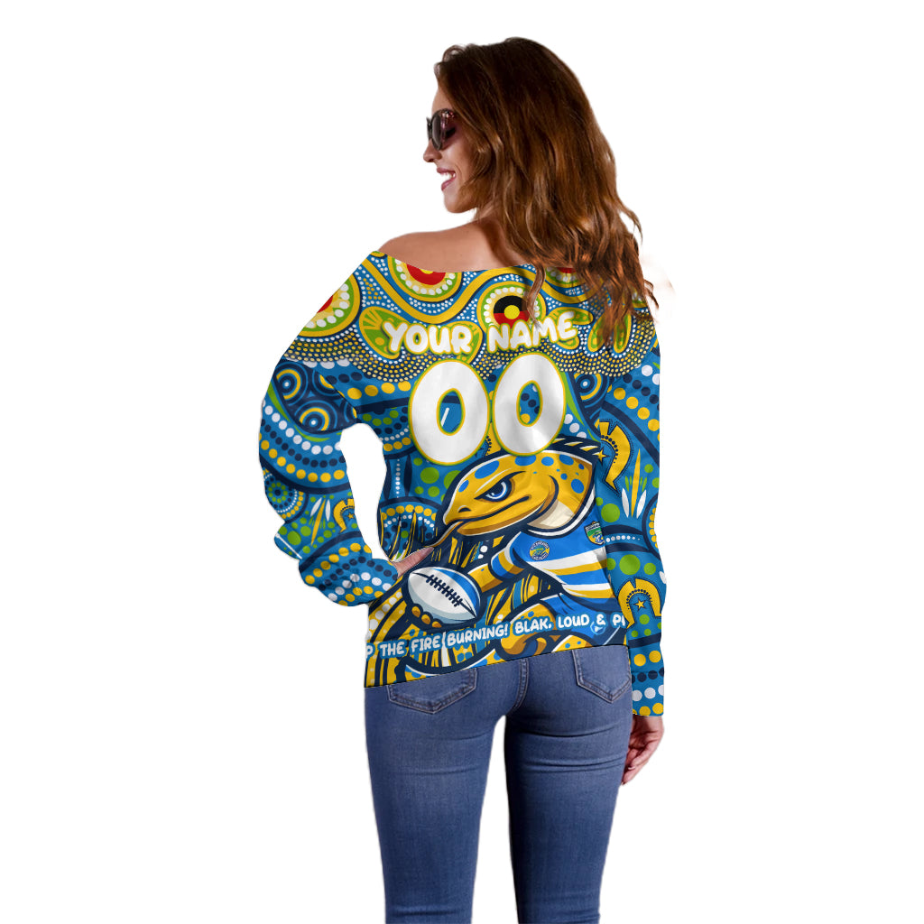 Custom Australia NAIDOC Week 2024 Off Shoulder Sweater Parramatta Eels Mascot Keep The Fire Burning