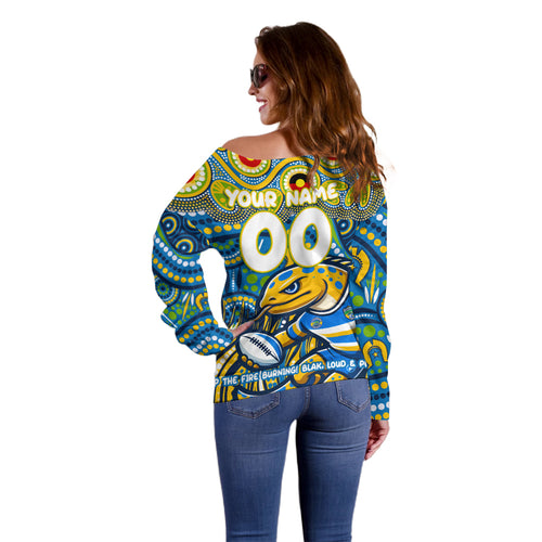 Custom Australia NAIDOC Week 2024 Off Shoulder Sweater Parramatta Eels Mascot Keep The Fire Burning