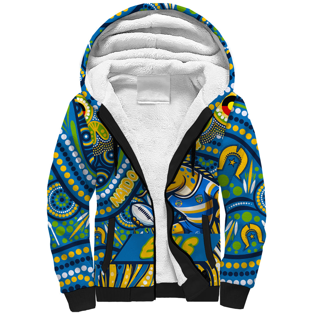 Custom Australia NAIDOC Week 2024 Sherpa Hoodie Parramatta Eels Mascot Keep The Fire Burning