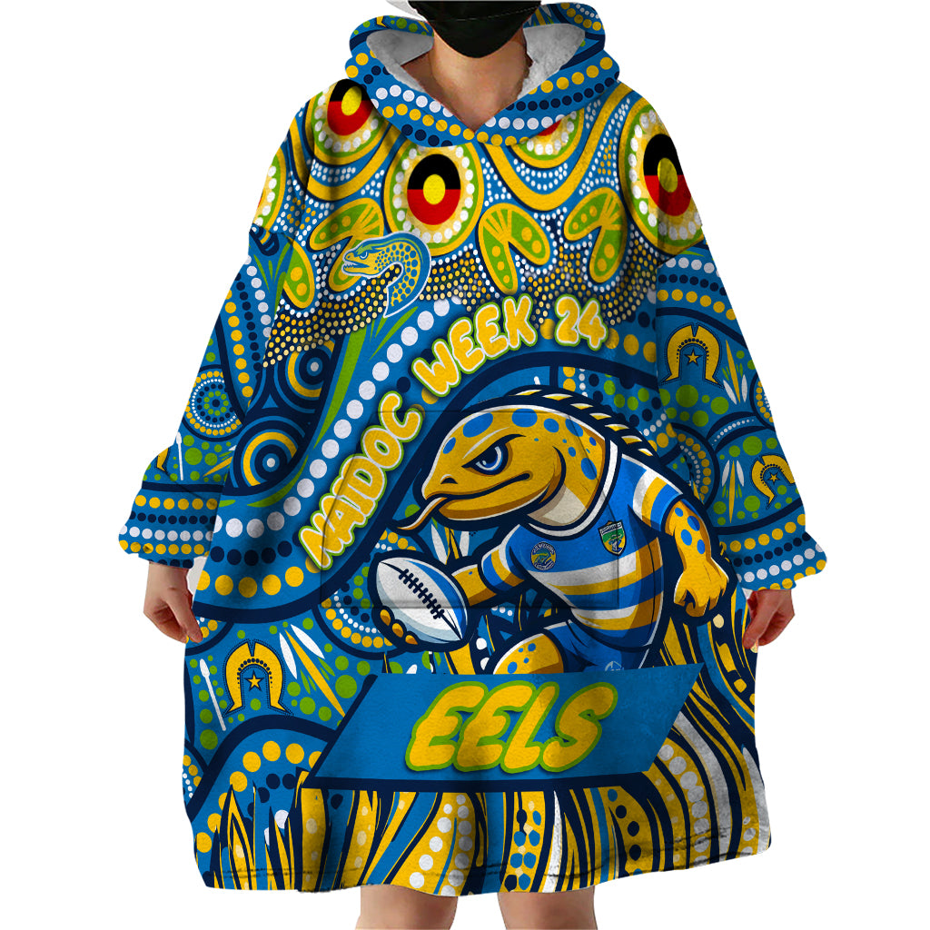Custom Australia NAIDOC Week 2024 Wearable Blanket Hoodie Parramatta Eels Mascot Keep The Fire Burning