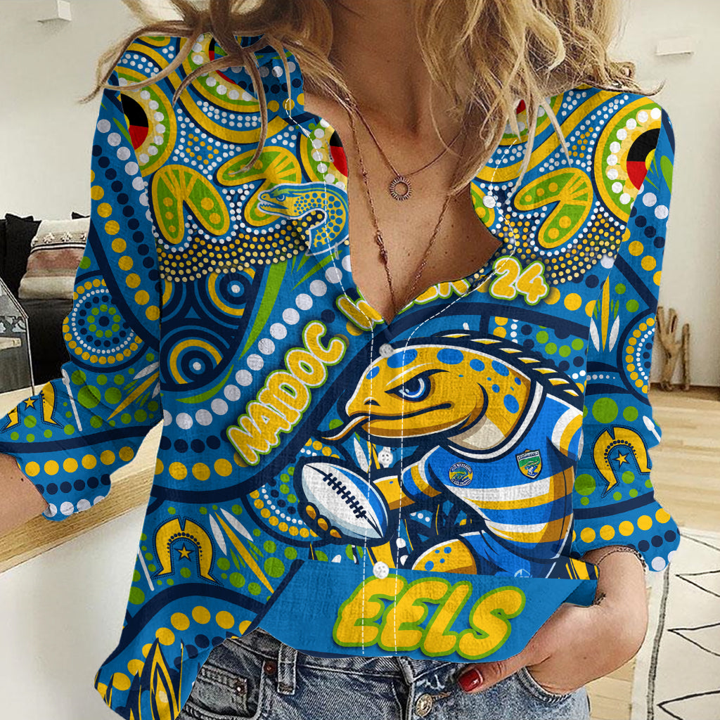 Custom Australia NAIDOC Week 2024 Women Casual Shirt Parramatta Eels Mascot Keep The Fire Burning