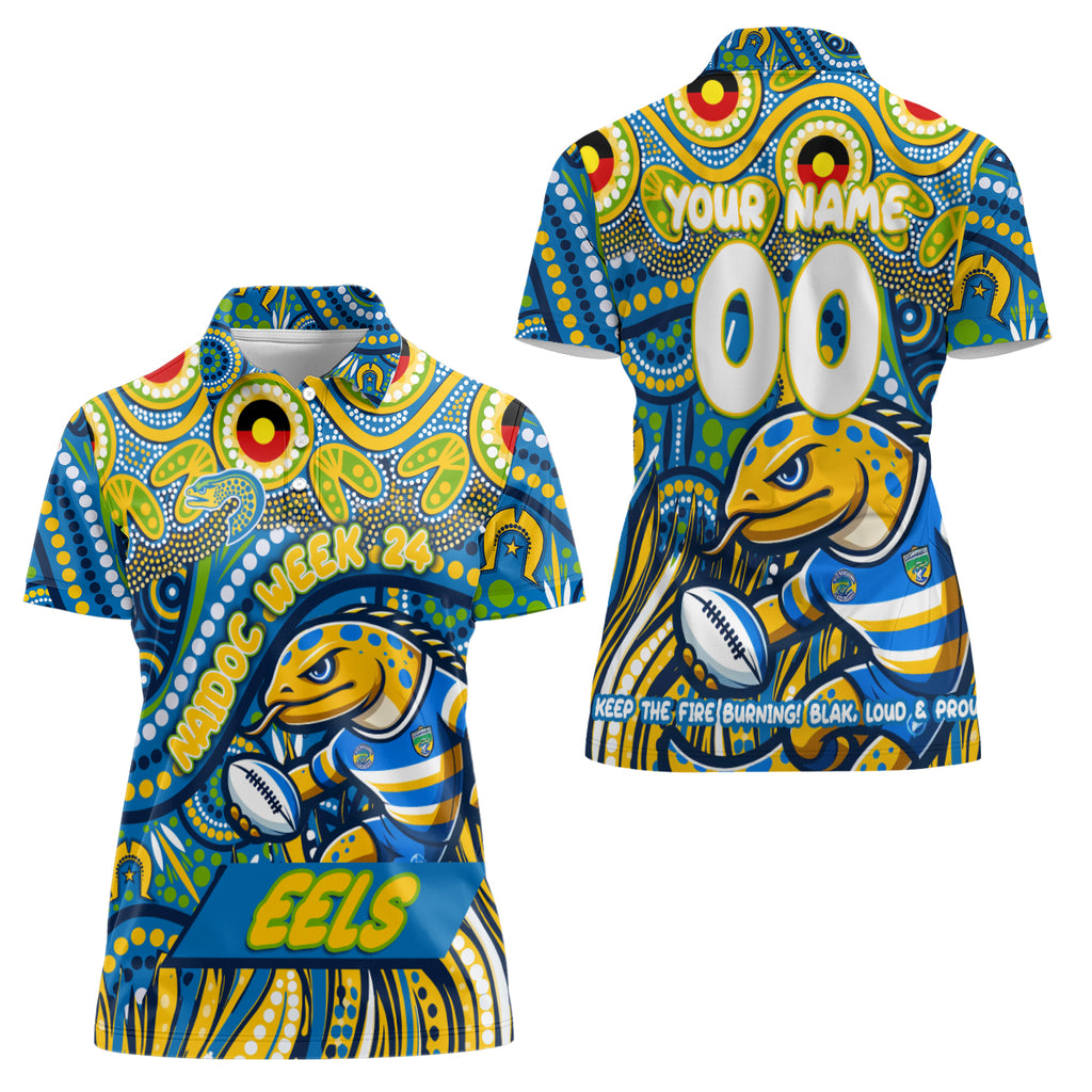 Custom Australia NAIDOC Week 2024 Women Polo Shirt Parramatta Eels Mascot Keep The Fire Burning