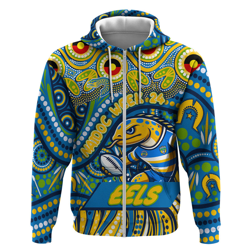 Custom Australia NAIDOC Week 2024 Zip Hoodie Parramatta Eels Mascot Keep The Fire Burning