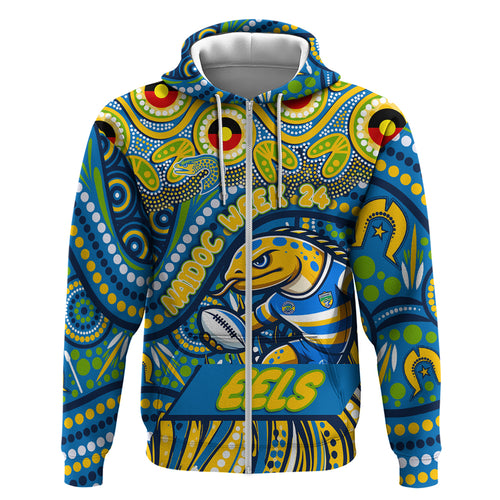 Custom Australia NAIDOC Week 2024 Zip Hoodie Parramatta Eels Mascot Keep The Fire Burning