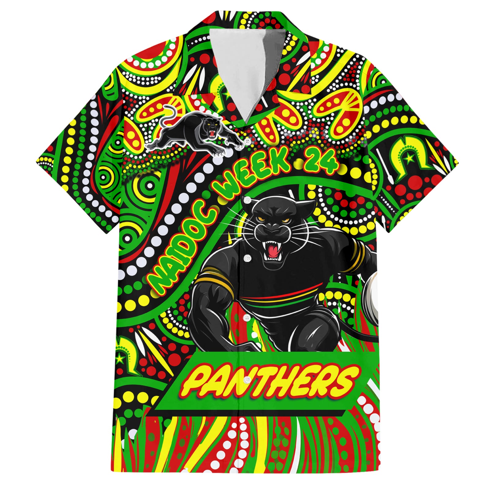 Custom Australia NAIDOC Week 2024 Hawaiian Shirt Penrith Panthers Mascot Keep The Fire Burning