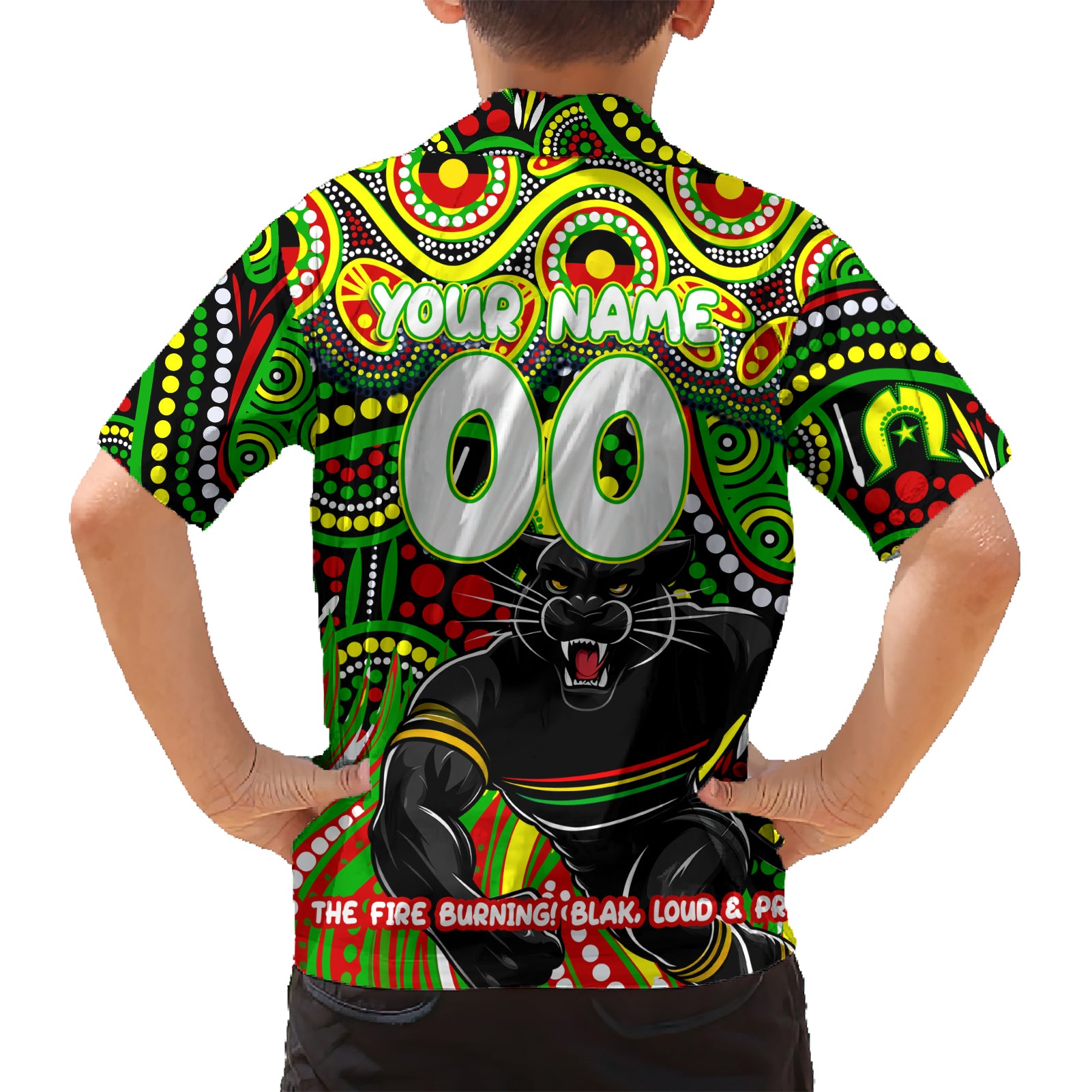 Custom Australia NAIDOC Week 2024 Kid Hawaiian Shirt Penrith Panthers Mascot Keep The Fire Burning