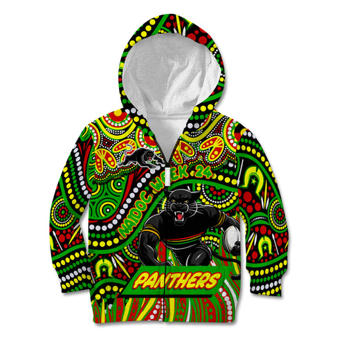 Custom Australia NAIDOC Week 2024 Kid Hoodie Penrith Panthers Mascot Keep The Fire Burning