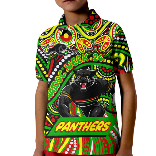 Custom Australia NAIDOC Week 2024 Kid Polo Shirt Penrith Panthers Mascot Keep The Fire Burning