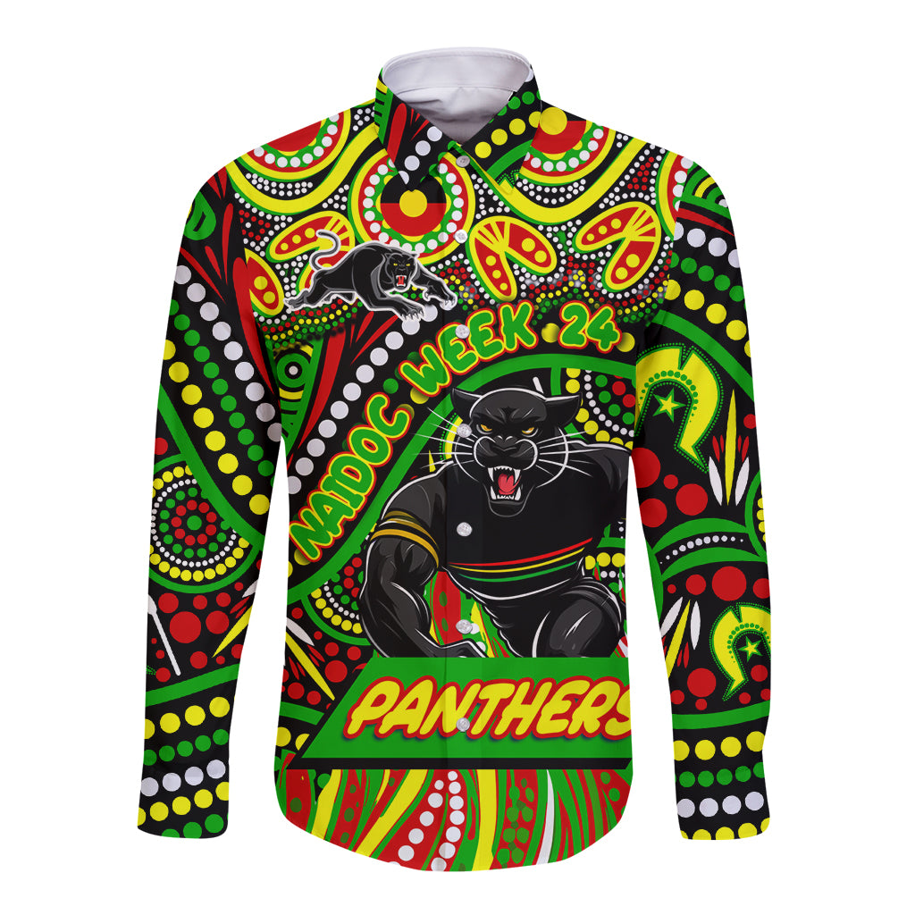 Custom Australia NAIDOC Week 2024 Long Sleeve Button Shirt Penrith Panthers Mascot Keep The Fire Burning