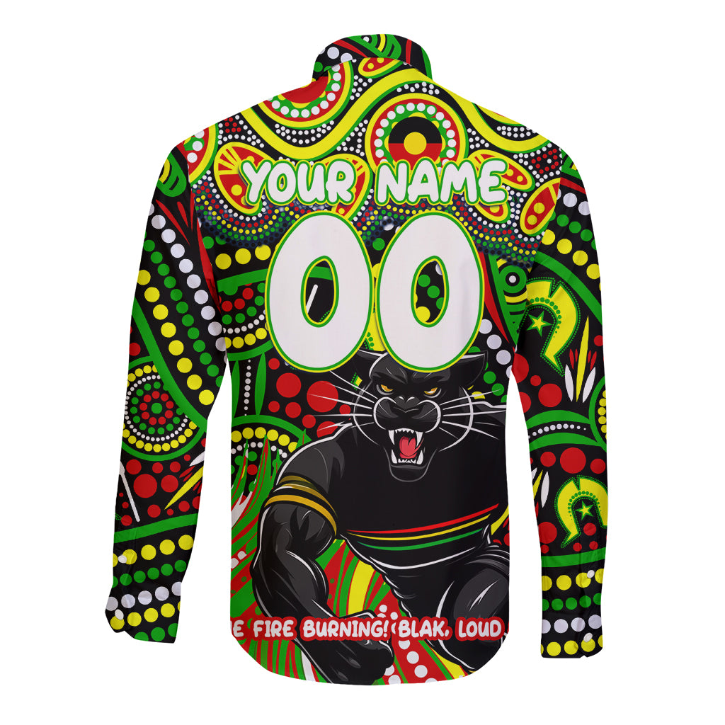 Custom Australia NAIDOC Week 2024 Long Sleeve Button Shirt Penrith Panthers Mascot Keep The Fire Burning