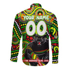Custom Australia NAIDOC Week 2024 Long Sleeve Button Shirt Penrith Panthers Mascot Keep The Fire Burning
