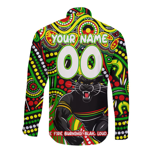 Custom Australia NAIDOC Week 2024 Long Sleeve Button Shirt Penrith Panthers Mascot Keep The Fire Burning