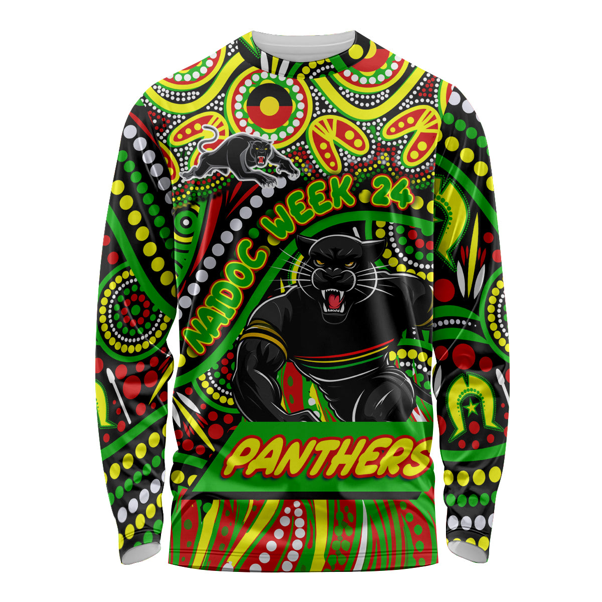 Custom Australia NAIDOC Week 2024 Long Sleeve Shirt Penrith Panthers Mascot Keep The Fire Burning