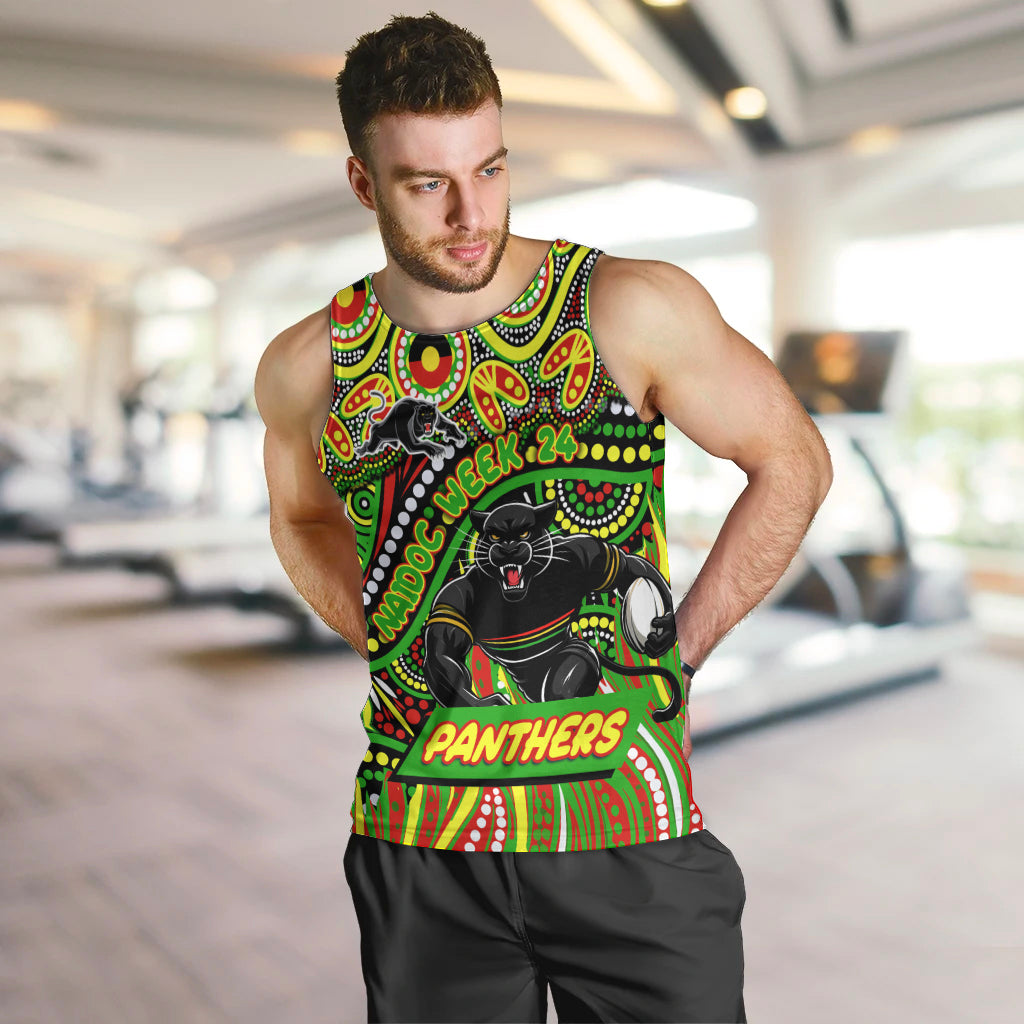 Custom Australia NAIDOC Week 2024 Men Tank Top Penrith Panthers Mascot Keep The Fire Burning