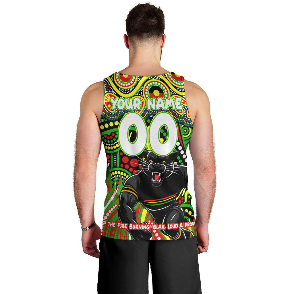 Custom Australia NAIDOC Week 2024 Men Tank Top Penrith Panthers Mascot Keep The Fire Burning