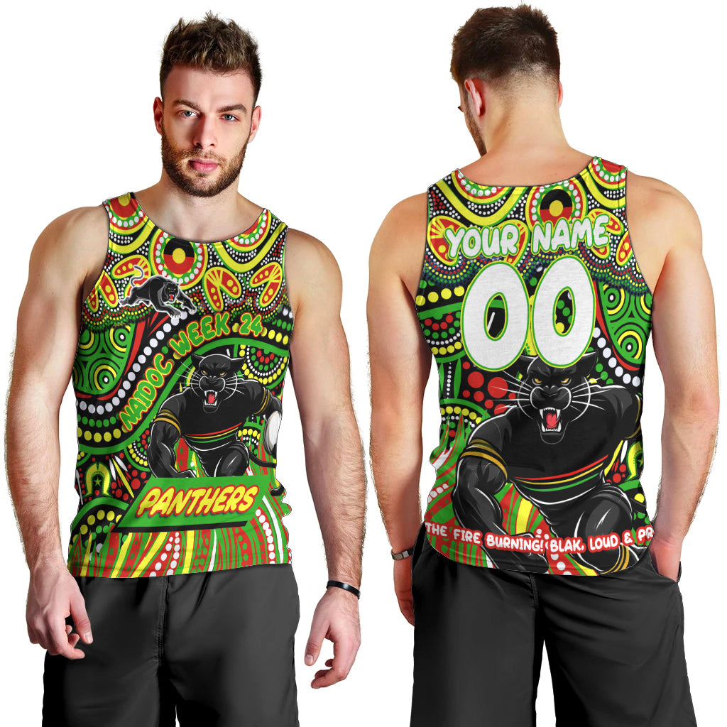 Custom Australia NAIDOC Week 2024 Men Tank Top Penrith Panthers Mascot Keep The Fire Burning