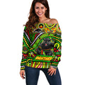 Custom Australia NAIDOC Week 2024 Off Shoulder Sweater Penrith Panthers Mascot Keep The Fire Burning