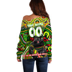 Custom Australia NAIDOC Week 2024 Off Shoulder Sweater Penrith Panthers Mascot Keep The Fire Burning