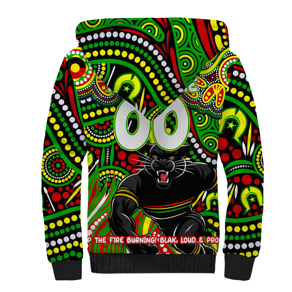 Custom Australia NAIDOC Week 2024 Sherpa Hoodie Penrith Panthers Mascot Keep The Fire Burning