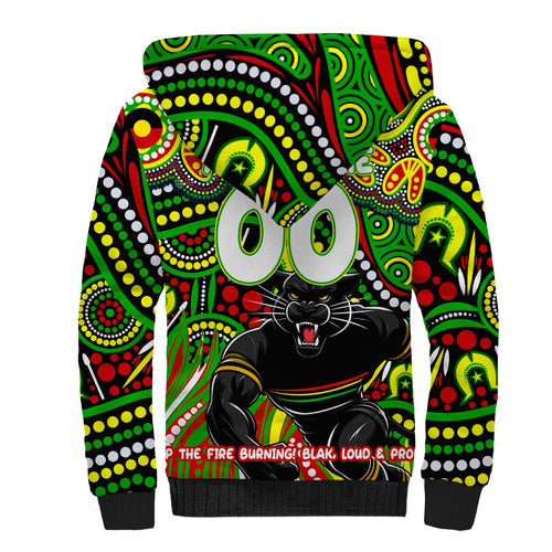 Custom Australia NAIDOC Week 2024 Sherpa Hoodie Penrith Panthers Mascot Keep The Fire Burning