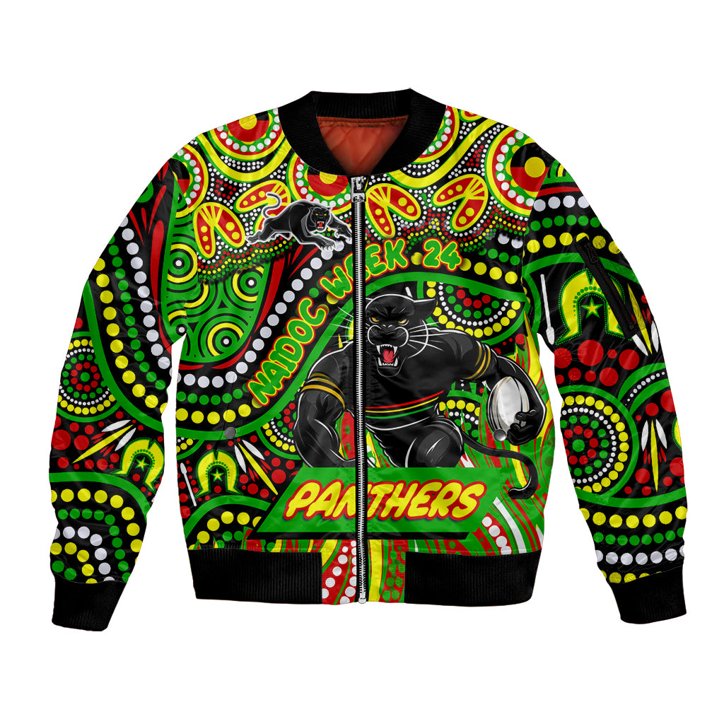 Custom Australia NAIDOC Week 2024 Sleeve Zip Bomber Jacket Penrith Panthers Mascot Keep The Fire Burning