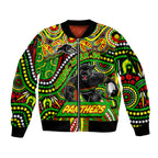 Custom Australia NAIDOC Week 2024 Sleeve Zip Bomber Jacket Penrith Panthers Mascot Keep The Fire Burning
