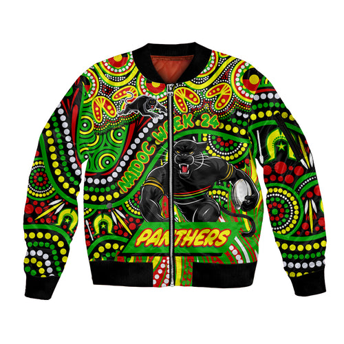 Custom Australia NAIDOC Week 2024 Sleeve Zip Bomber Jacket Penrith Panthers Mascot Keep The Fire Burning