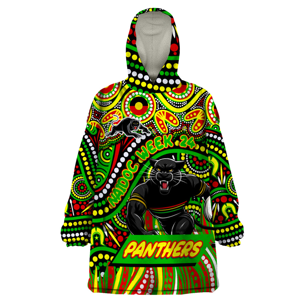 Custom Australia NAIDOC Week 2024 Wearable Blanket Hoodie Penrith Panthers Mascot Keep The Fire Burning