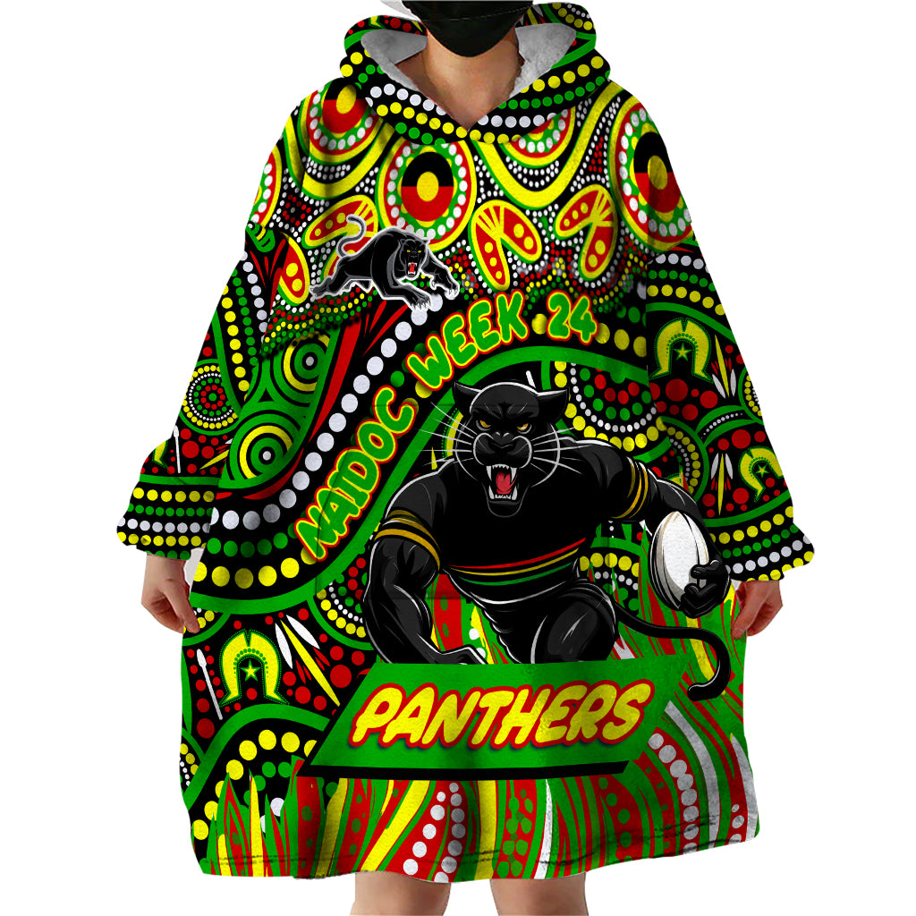 Custom Australia NAIDOC Week 2024 Wearable Blanket Hoodie Penrith Panthers Mascot Keep The Fire Burning