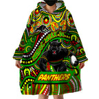 Custom Australia NAIDOC Week 2024 Wearable Blanket Hoodie Penrith Panthers Mascot Keep The Fire Burning