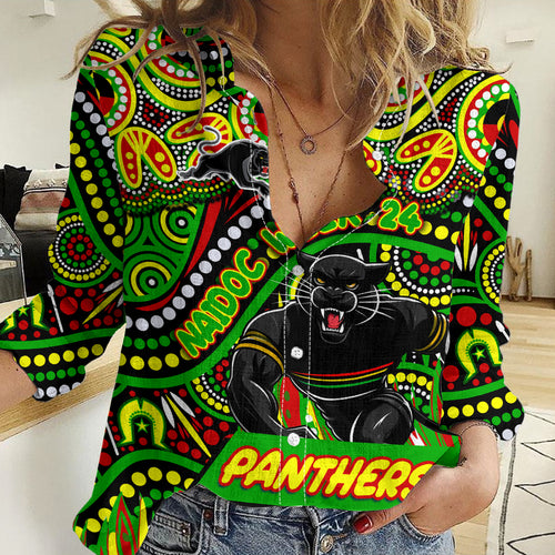 Custom Australia NAIDOC Week 2024 Women Casual Shirt Penrith Panthers Mascot Keep The Fire Burning