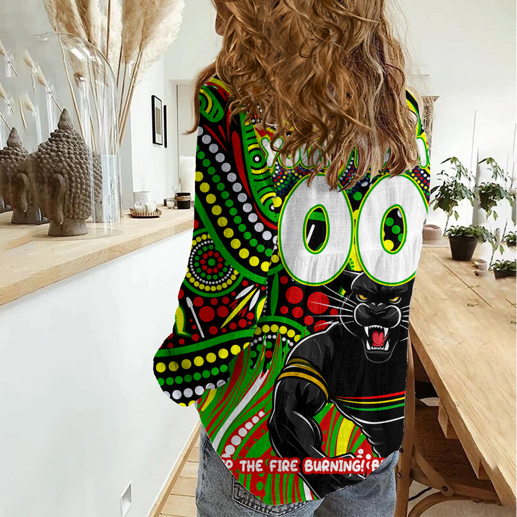 Custom Australia NAIDOC Week 2024 Women Casual Shirt Penrith Panthers Mascot Keep The Fire Burning