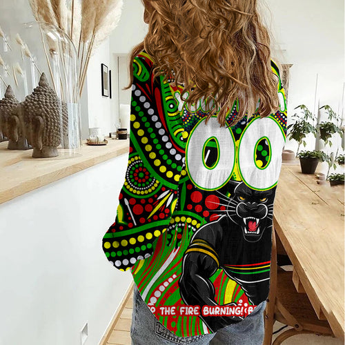 Custom Australia NAIDOC Week 2024 Women Casual Shirt Penrith Panthers Mascot Keep The Fire Burning