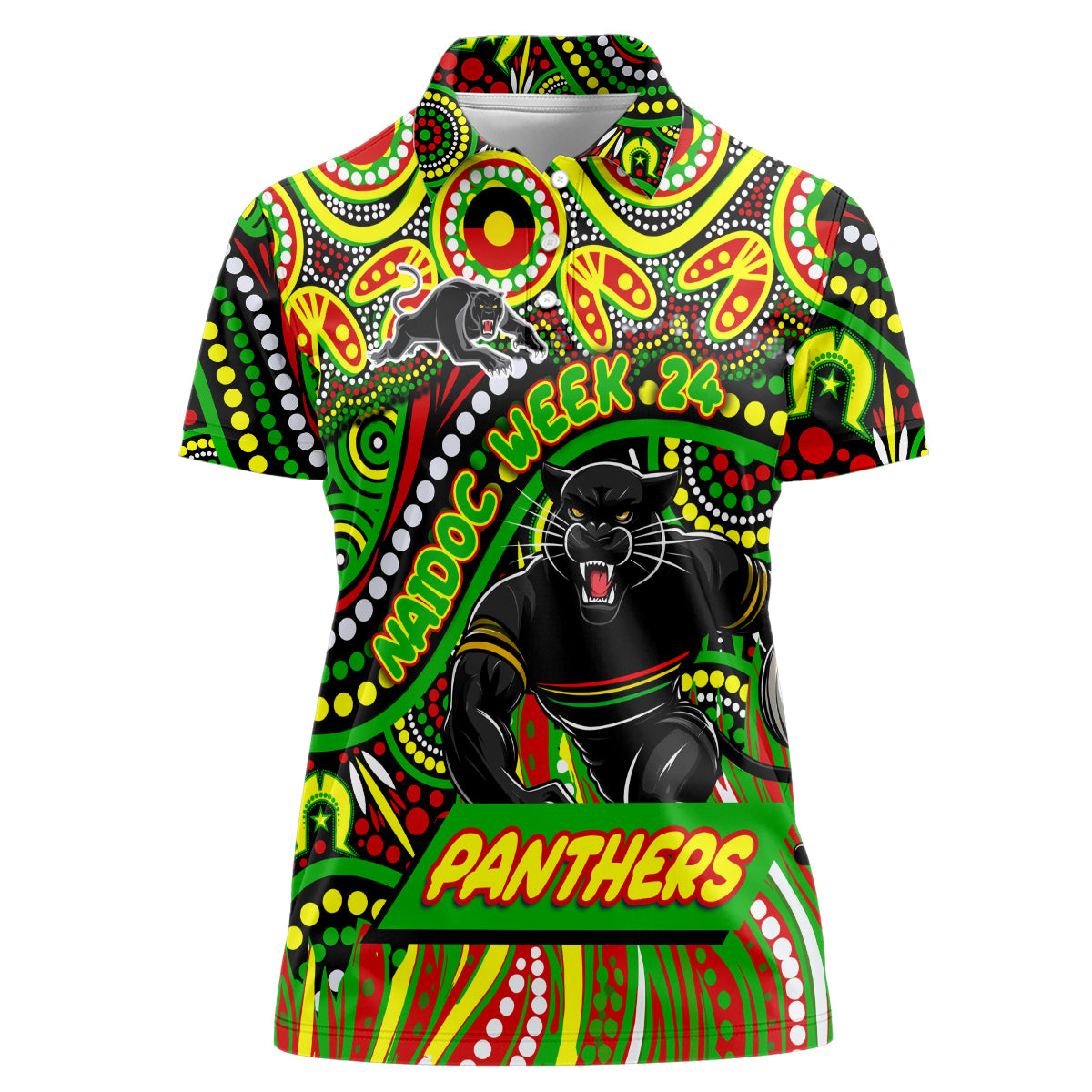 Custom Australia NAIDOC Week 2024 Women Polo Shirt Penrith Panthers Mascot Keep The Fire Burning