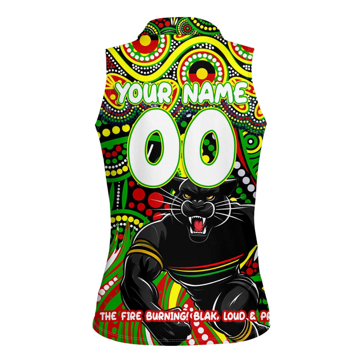 Custom Australia NAIDOC Week 2024 Women Sleeveless Polo Shirt Penrith Panthers Mascot Keep The Fire Burning
