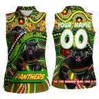 Custom Australia NAIDOC Week 2024 Women Sleeveless Polo Shirt Penrith Panthers Mascot Keep The Fire Burning