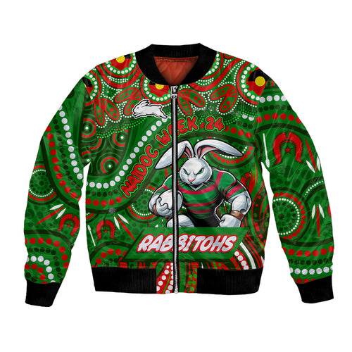 Custom Australia NAIDOC Week 2024 Bomber Jacket Rabbitohs Mascot Keep The Fire Burning