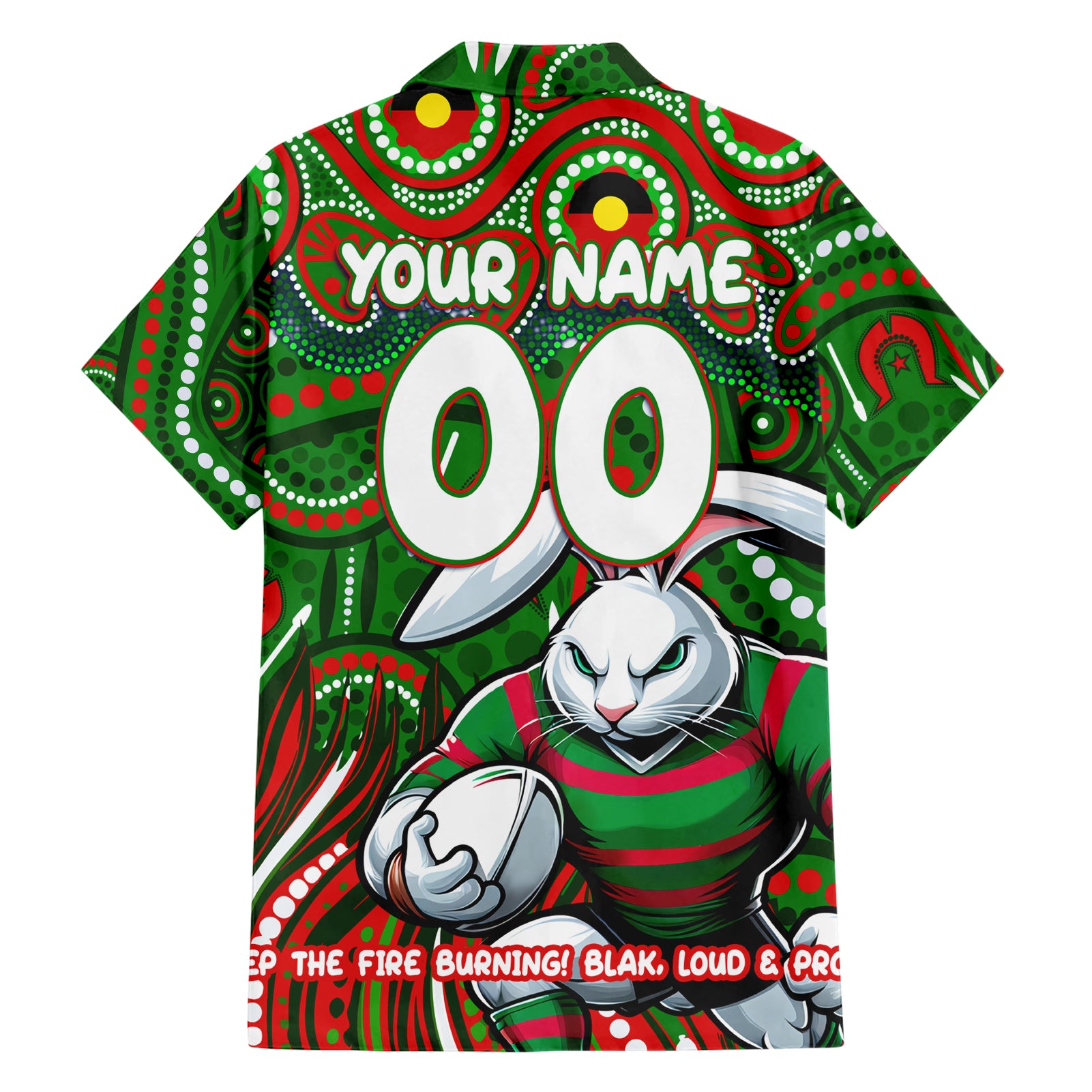 Custom Australia NAIDOC Week 2024 Hawaiian Shirt Rabbitohs Mascot Keep The Fire Burning