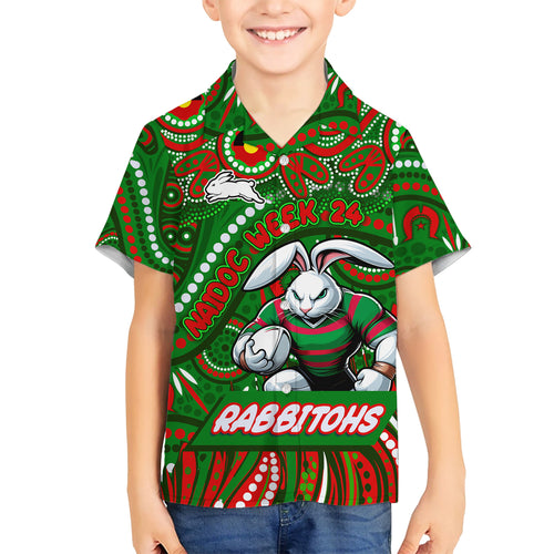 Custom Australia NAIDOC Week 2024 Hawaiian Shirt Rabbitohs Mascot Keep The Fire Burning