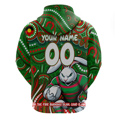Custom Australia NAIDOC Week 2024 Hoodie Rabbitohs Mascot Keep The Fire Burning