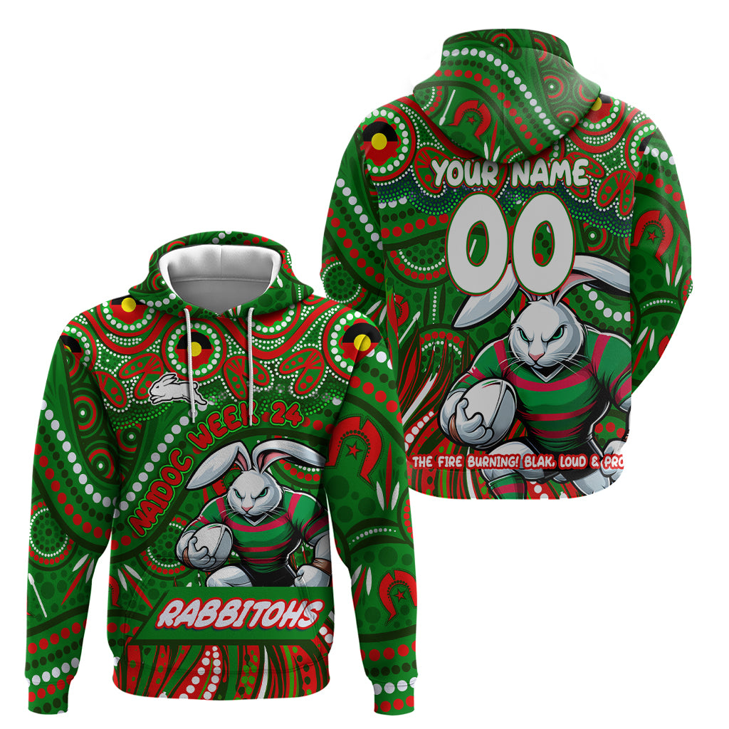 Custom Australia NAIDOC Week 2024 Hoodie Rabbitohs Mascot Keep The Fire Burning