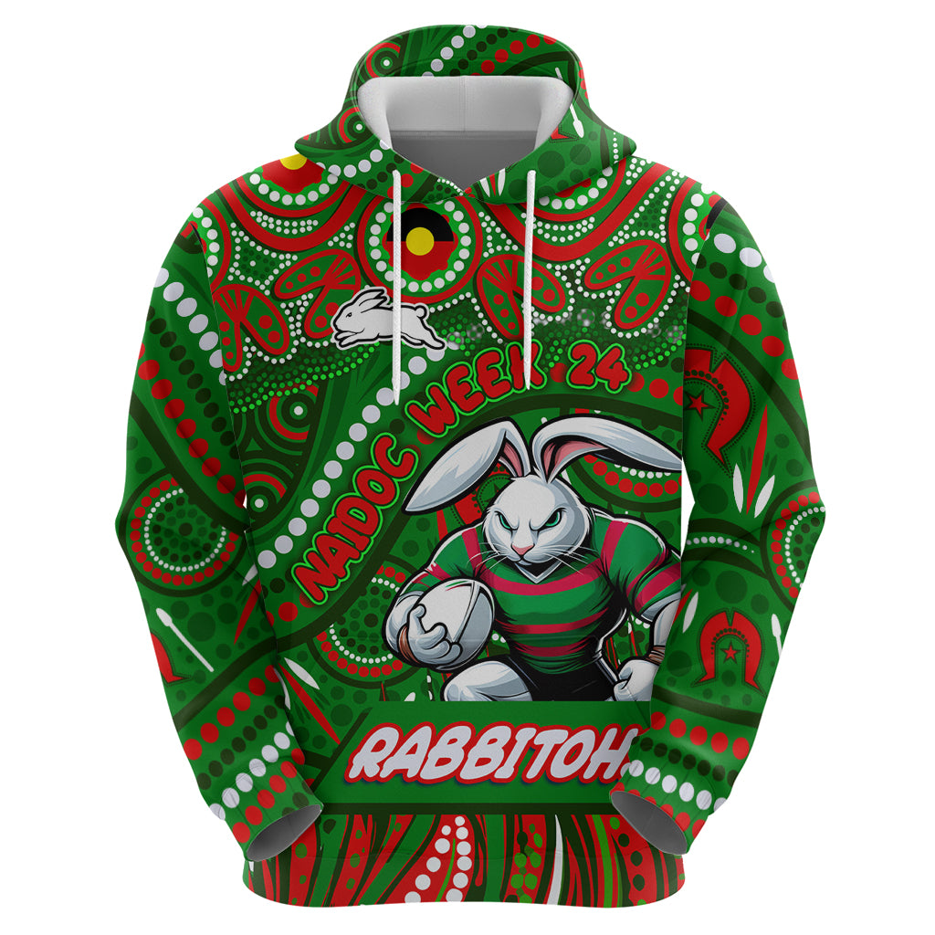 Custom Australia NAIDOC Week 2024 Hoodie Rabbitohs Mascot Keep The Fire Burning
