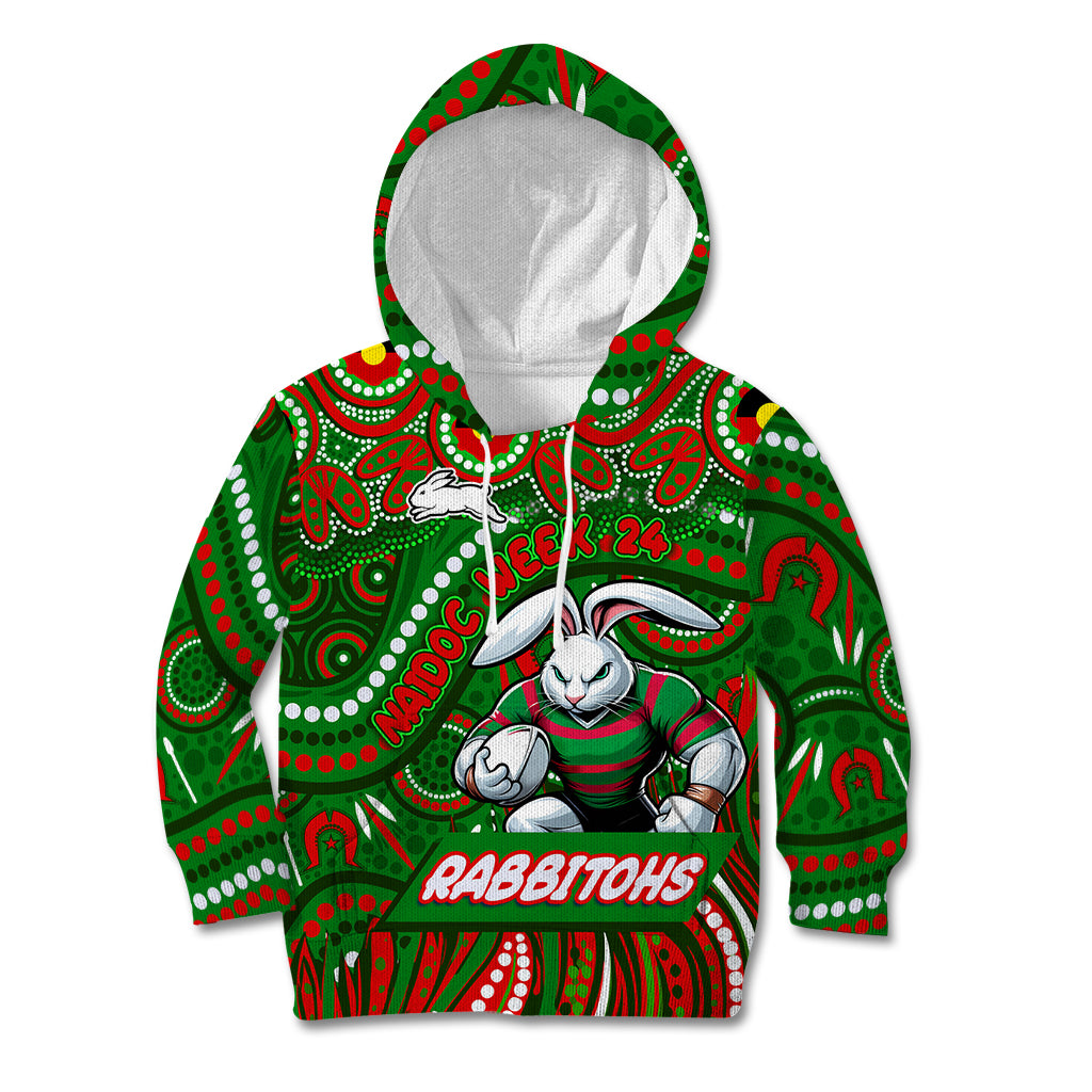Custom Australia NAIDOC Week 2024 Kid Hoodie Rabbitohs Mascot Keep The Fire Burning