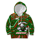 Custom Australia NAIDOC Week 2024 Kid Hoodie Rabbitohs Mascot Keep The Fire Burning
