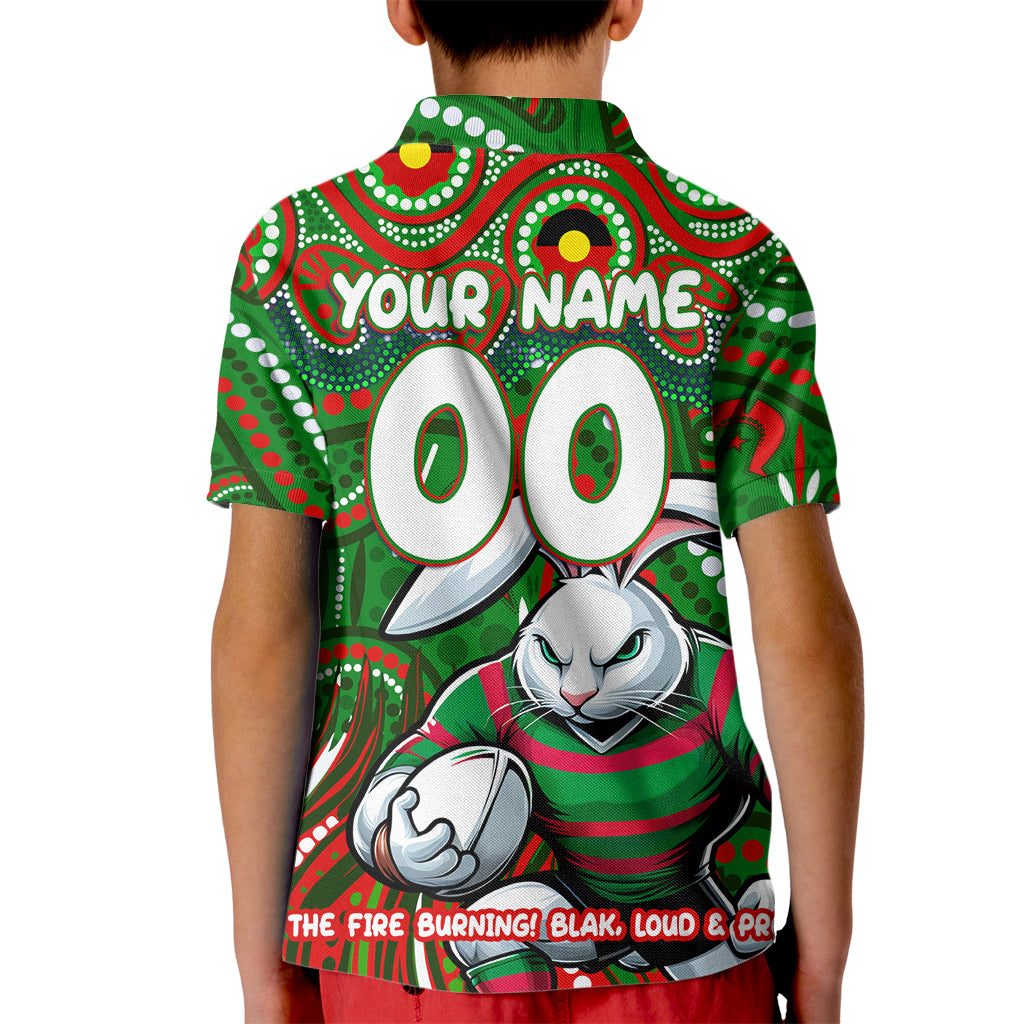 Custom Australia NAIDOC Week 2024 Kid Polo Shirt Rabbitohs Mascot Keep The Fire Burning