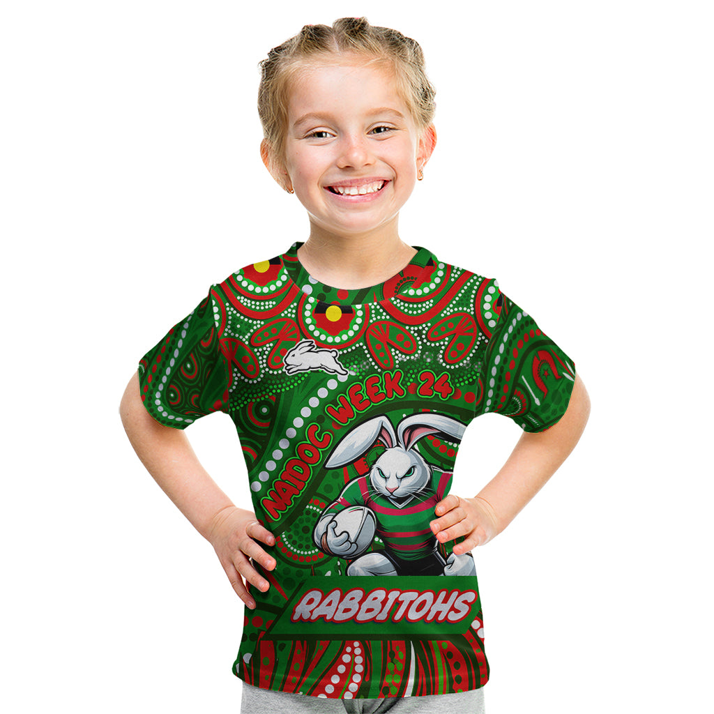 Custom Australia NAIDOC Week 2024 Kid T Shirt Rabbitohs Mascot Keep The Fire Burning
